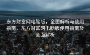 东方财富网电脑版，全面解析与使用指南，东方财富网电脑版使用指南及全面解析