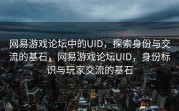 网易游戏论坛中的UID，探索身份与交流的基石，网易游戏论坛UID，身份标识与玩家交流的基石