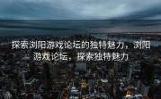 探索浏阳游戏论坛的独特魅力，浏阳游戏论坛，探索独特魅力