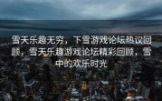 雪天乐趣无穷，下雪游戏论坛热议回顾，雪天乐趣游戏论坛精彩回顾，雪中的欢乐时光