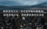 晓哥游戏论坛—游戏爱好者的聚集地，晓哥游戏论坛，游戏爱好者的交流圣地