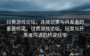 付费游戏论坛，连接玩家与开发者的重要桥梁，付费游戏论坛，玩家与开发者沟通的桥梁纽带