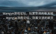 Wangye游戏论坛，玩家交流的新天地，Wangye游戏论坛，玩家交流的新天地