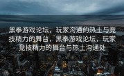 黑拳游戏论坛，玩家沟通的热土与竞技精力的舞台，黑拳游戏论坛，玩家竞技精力的舞台与热土沟通处