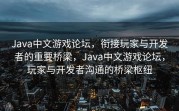 Java中文游戏论坛，衔接玩家与开发者的重要桥梁，Java中文游戏论坛，玩家与开发者沟通的桥梁枢纽