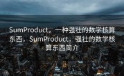 SumProduct，一种强壮的数学核算东西，SumProduct，强壮的数学核算东西简介