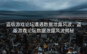 盗版游戏论坛遭遇数据泄露风波，盗版游戏论坛数据泄露风波揭秘