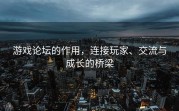 游戏论坛的作用，连接玩家、交流与成长的桥梁