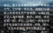 缘分，是人生中难以言喻的一种美妙力气。它好像一条红线，将咱们与国际上的其他生灵严密相连，让咱们在茫茫人海中相遇、相识、相知，终究走到一同。今日，让咱们一同来讨论这个充溢魅力的关键词—对缘，缘分，人生中的美妙力气与相遇之谜