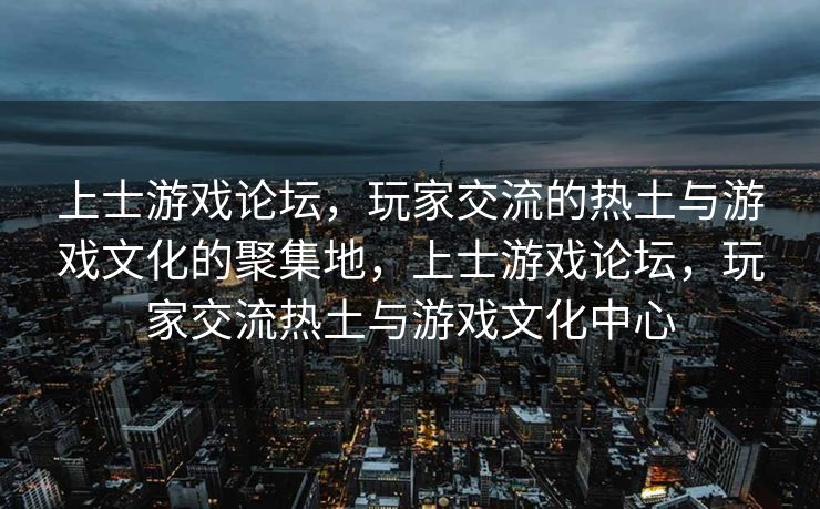 上士游戏论坛，玩家交流的热土与游戏文化的聚集地，上士游戏论坛，玩家交流热土与游戏文化中心