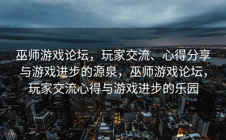 巫师游戏论坛，玩家交流、心得分享与游戏进步的源泉，巫师游戏论坛，玩家交流心得与游戏进步的乐园