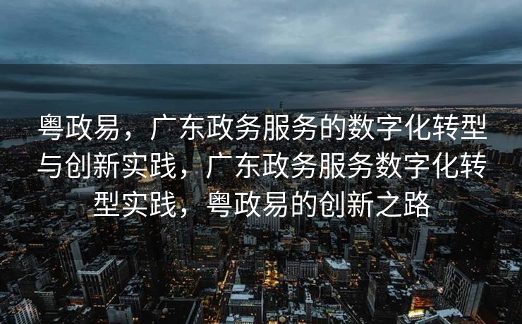 粤政易，广东政务服务的数字化转型与创新实践，广东政务服务数字化转型实践，粤政易的创新之路