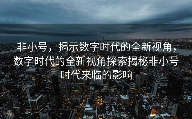 非小号,揭示数字时代的全新视角,数字时代的全新视角探索揭秘非小号时代来临的影响 非小号,揭示数字时代的全新视角,数字时代的全新视角探索揭秘非小号时代来临的影响