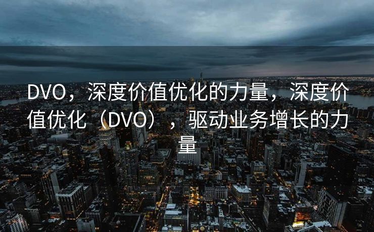DVO，深度价值优化的力量，深度价值优化（DVO），驱动业务增长的力量
