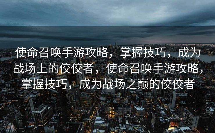 使命召唤手游攻略，掌握技巧，成为战场上的佼佼者，使命召唤手游攻略，掌握技巧，成为战场之巅的佼佼者