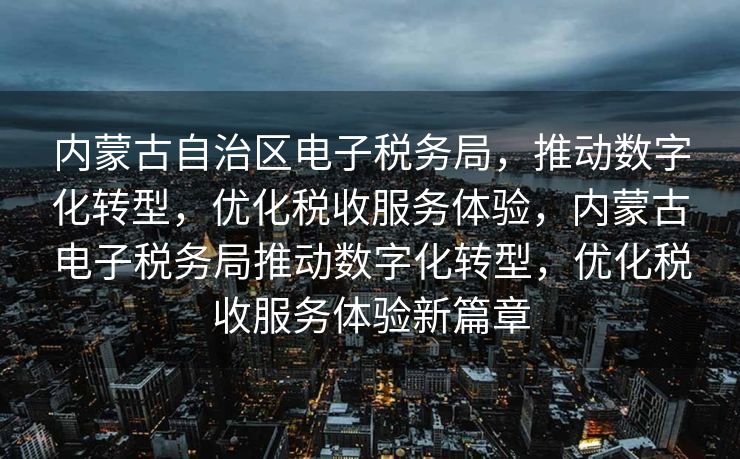 内蒙古自治区电子税务局，推动数字化转型，优化税收服务体验，内蒙古电子税务局推动数字化转型，优化税收服务体验新篇章