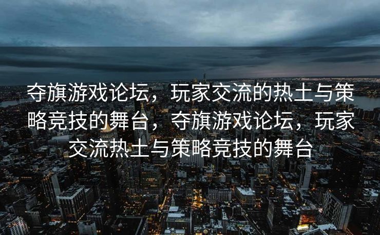 夺旗游戏论坛，玩家交流的热土与策略竞技的舞台，夺旗游戏论坛，玩家交流热土与策略竞技的舞台