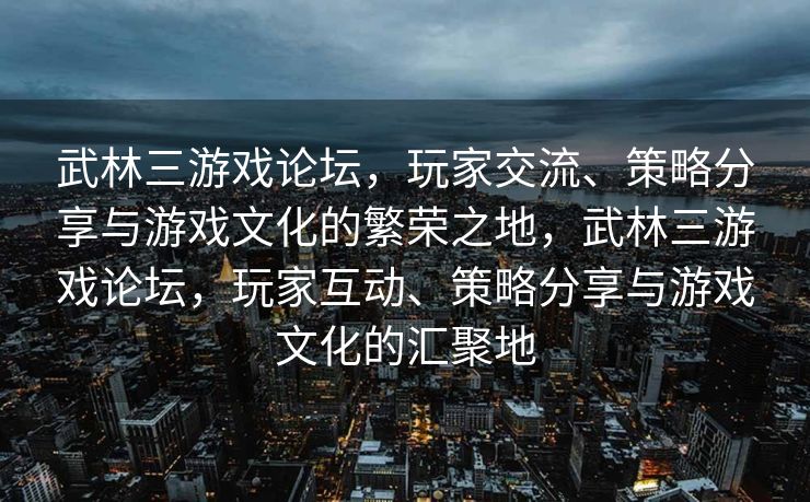 武林三游戏论坛，玩家交流、策略分享与游戏文化的繁荣之地，武林三游戏论坛，玩家互动、策略分享与游戏文化的汇聚地