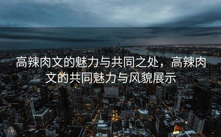 高辣肉文的魅力与共同之处，高辣肉文的共同魅力与风貌展示