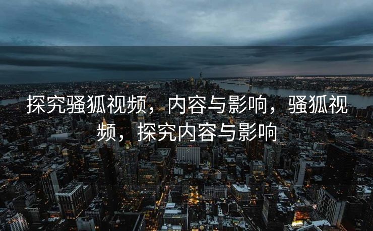 探究骚狐视频，内容与影响，骚狐视频，探究内容与影响