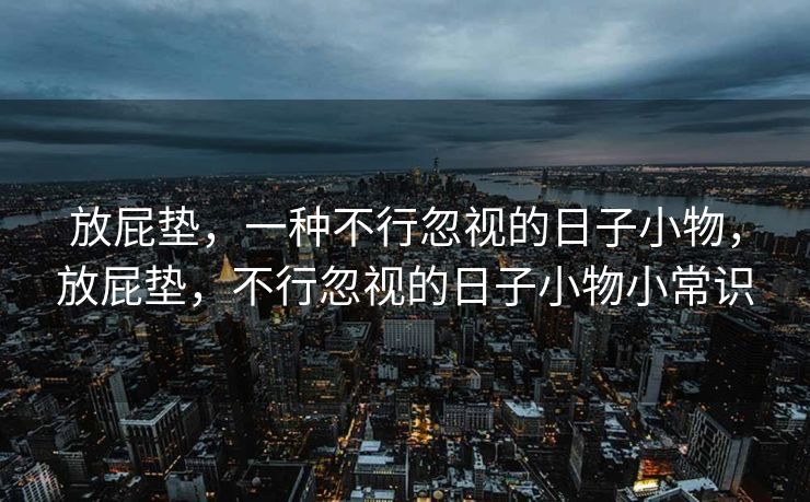 放屁垫虽看似微不足道，但在日常生活中却拥有不可忽视的作用。它能在平凡的日子里为人们带来便利，巧妙地缓解尴尬局面。作为一种注重生活细节的用品，放屁垫在提升生活品质方面发挥了重要作用。