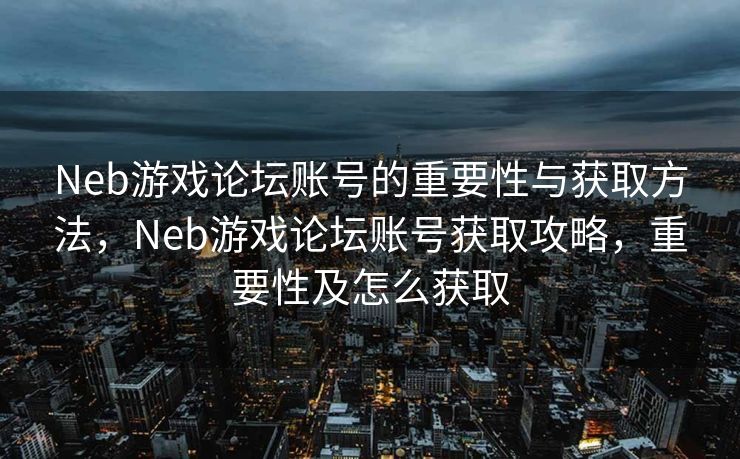 Neb游戏论坛账号的重要性与获取方法，Neb游戏论坛账号获取攻略，重要性及怎么获取