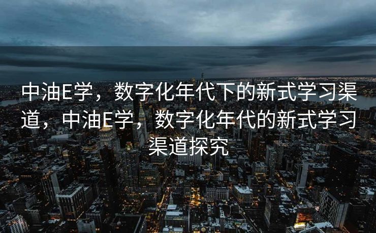 中油E学，数字化年代下的新式学习渠道，中油E学，数字化年代的新式学习渠道探究
