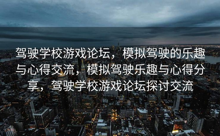 驾驶学校游戏论坛，模拟驾驶的乐趣与心得交流，模拟驾驶乐趣与心得分享，驾驶学校游戏论坛探讨交流