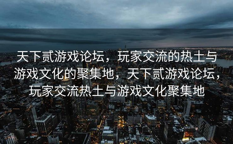 天下贰游戏论坛，玩家交流的热土与游戏文化的聚集地，天下贰游戏论坛，玩家交流热土与游戏文化聚集地